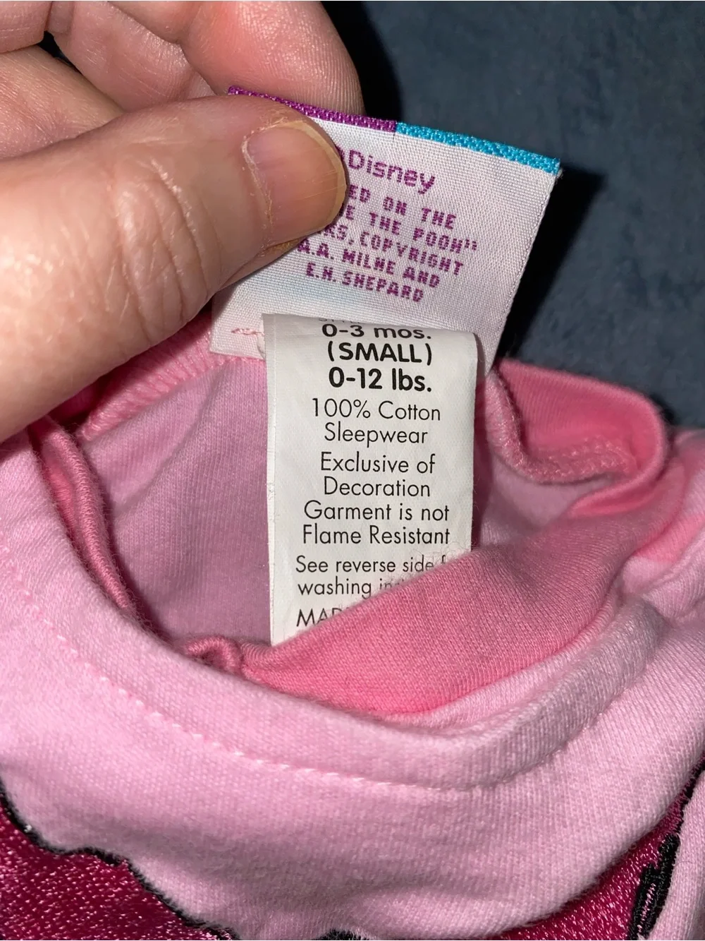 Vtg Y2K Disney Winnie the Pooh Piglet Pink Striped Footed PJs for Baby w/bib